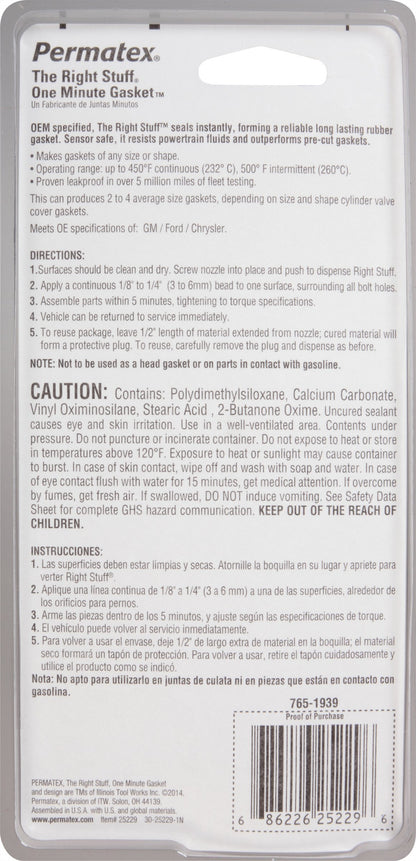 PERMATEX 25229 Permatex 25229 RIGHT STUFF 1 MIN GASKET 3 OZ AEROSOL