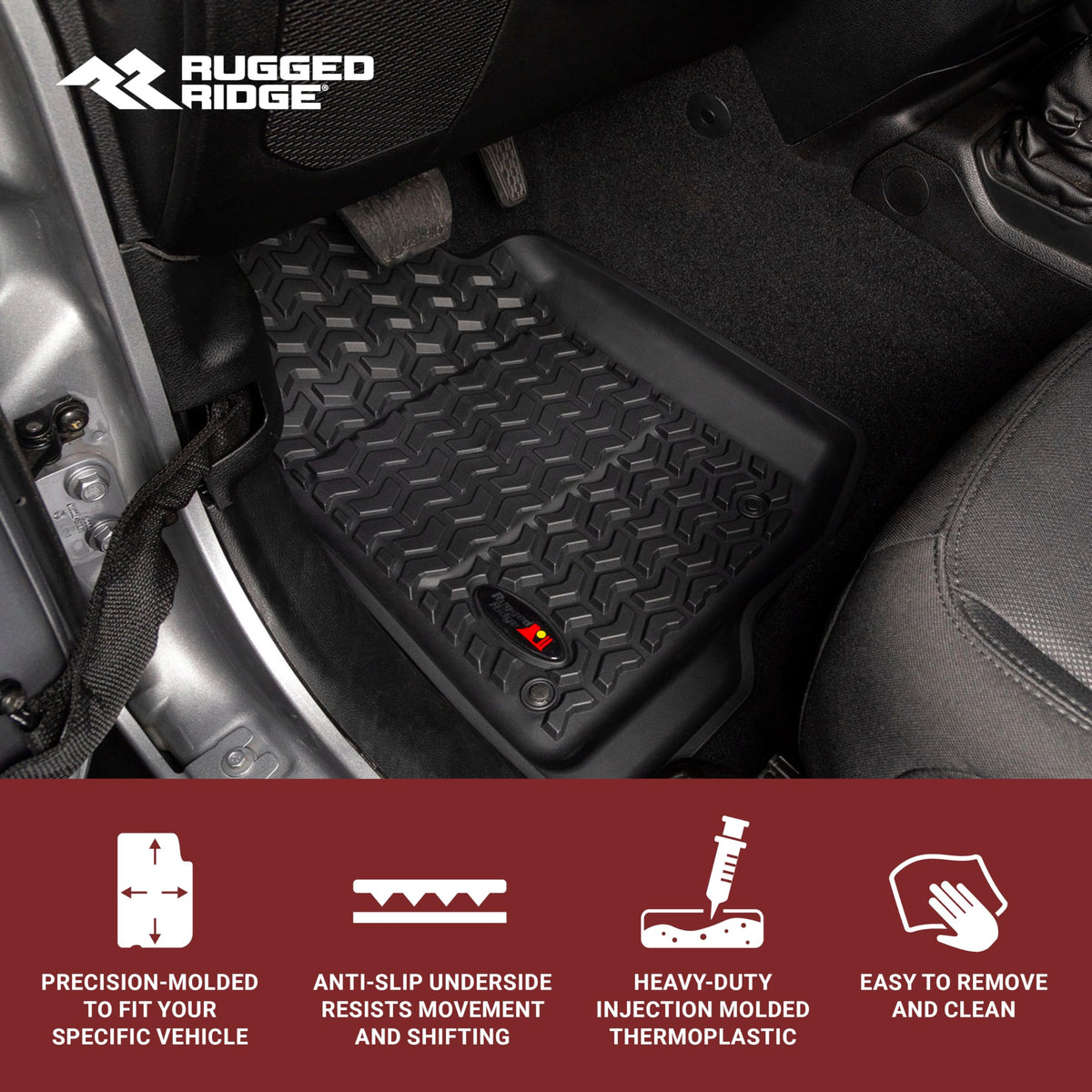 RUGGED RIDGE 12987.44 Rugged Ridge Floor Liner Set for Jeep Gladiator JT |Black | 12987.44 | Fits 2020-2024 Jeep Gladiator JT