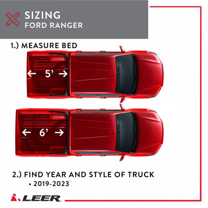 LEER 631342 LEER HF350M 3-Panel Folding Tonneau Cover, Fits 2024-2026 Ford Ranger with 4'10" Truck Bed