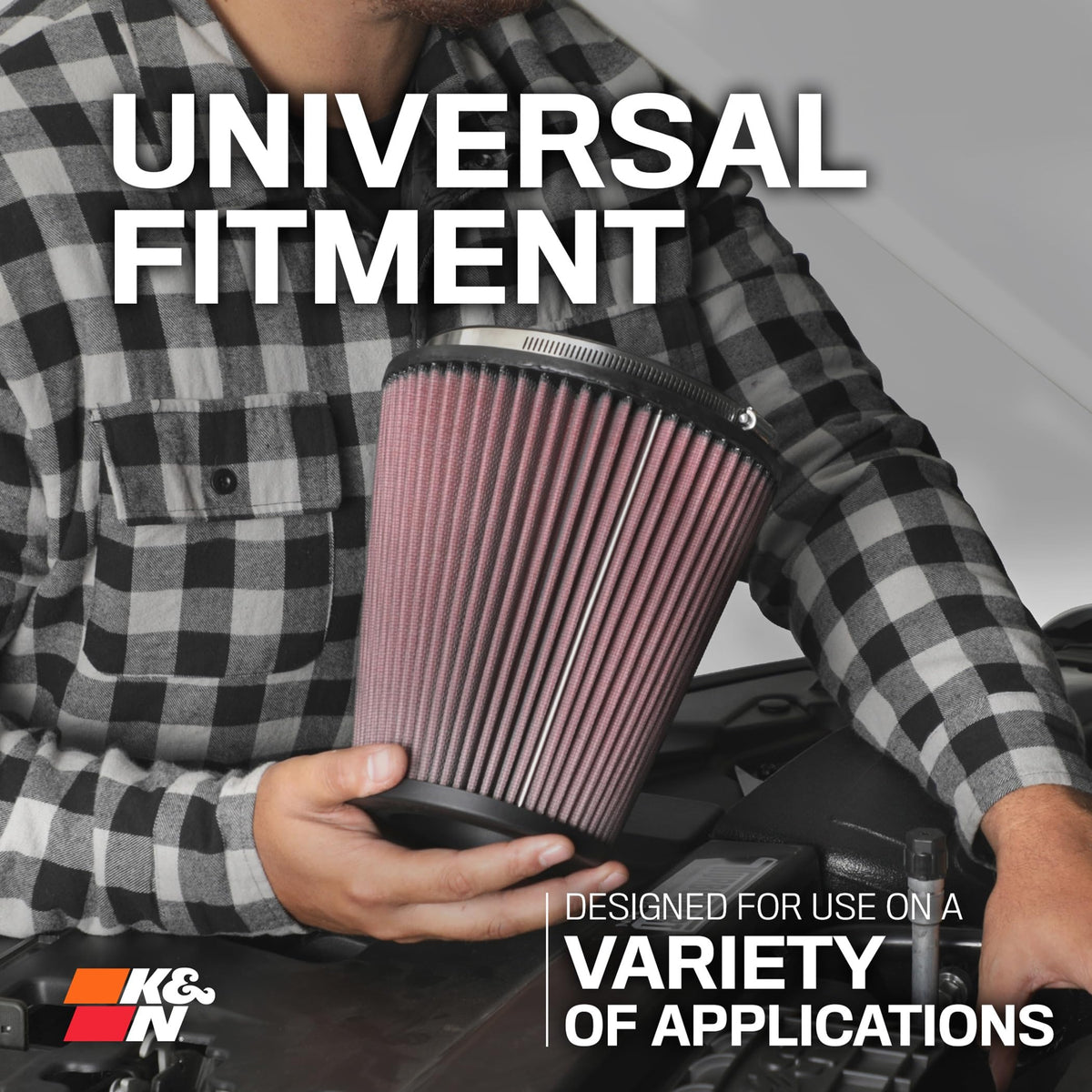 K&N FILTER RU-1041 K&N High-Flow Original Lifetime Universal Clamp-On Air Filter: High Performance, Premium, Washable: Flange Diameter: 6 In, Filter Height: 7.5 In, Flange Length: 1 In, Shape: Round Tapered, RU-1041