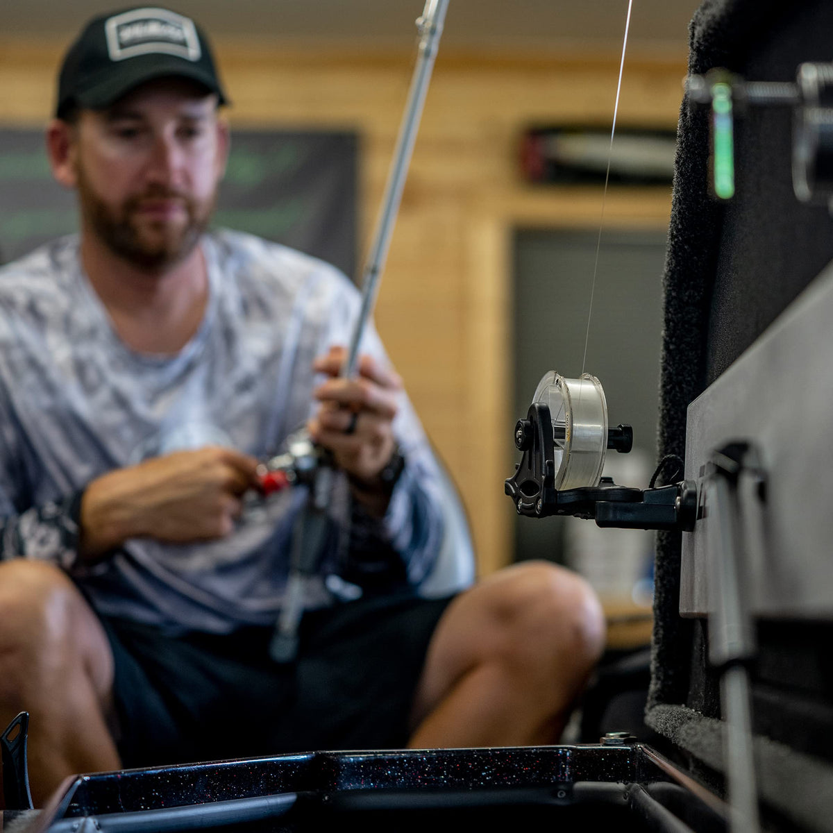 RAILBLAZA 09-4159-11 RAILBLAZA Fishing Line Spooling Station for Boats or Kayaks, Adjustable with Pivoting Base for StarPorts, Tracks, or Fixed Mounts