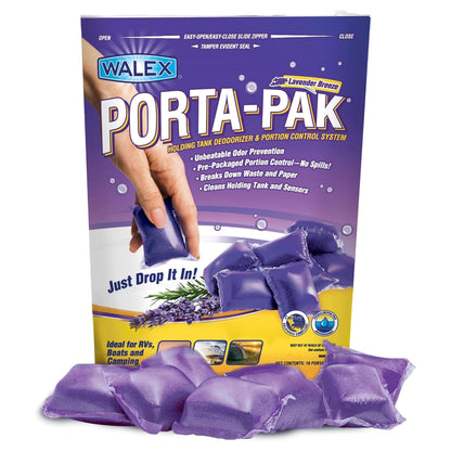 WALEX PPRV10LAV Walex Porta-Pak RV Toilet Treatment Drop-Ins - Lavender Breeze, 10-Pack