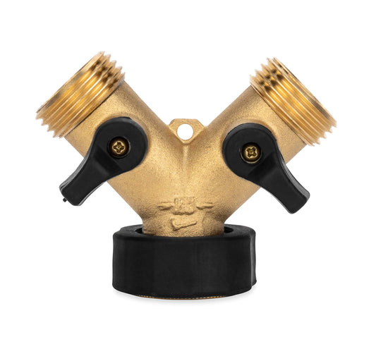 CAMCO 20123 Camco Solid Brass Water Wye Valve- Easy Grip Valve Handles and Simple Water Hose Connection CSA Low Lead Certified - (20123)