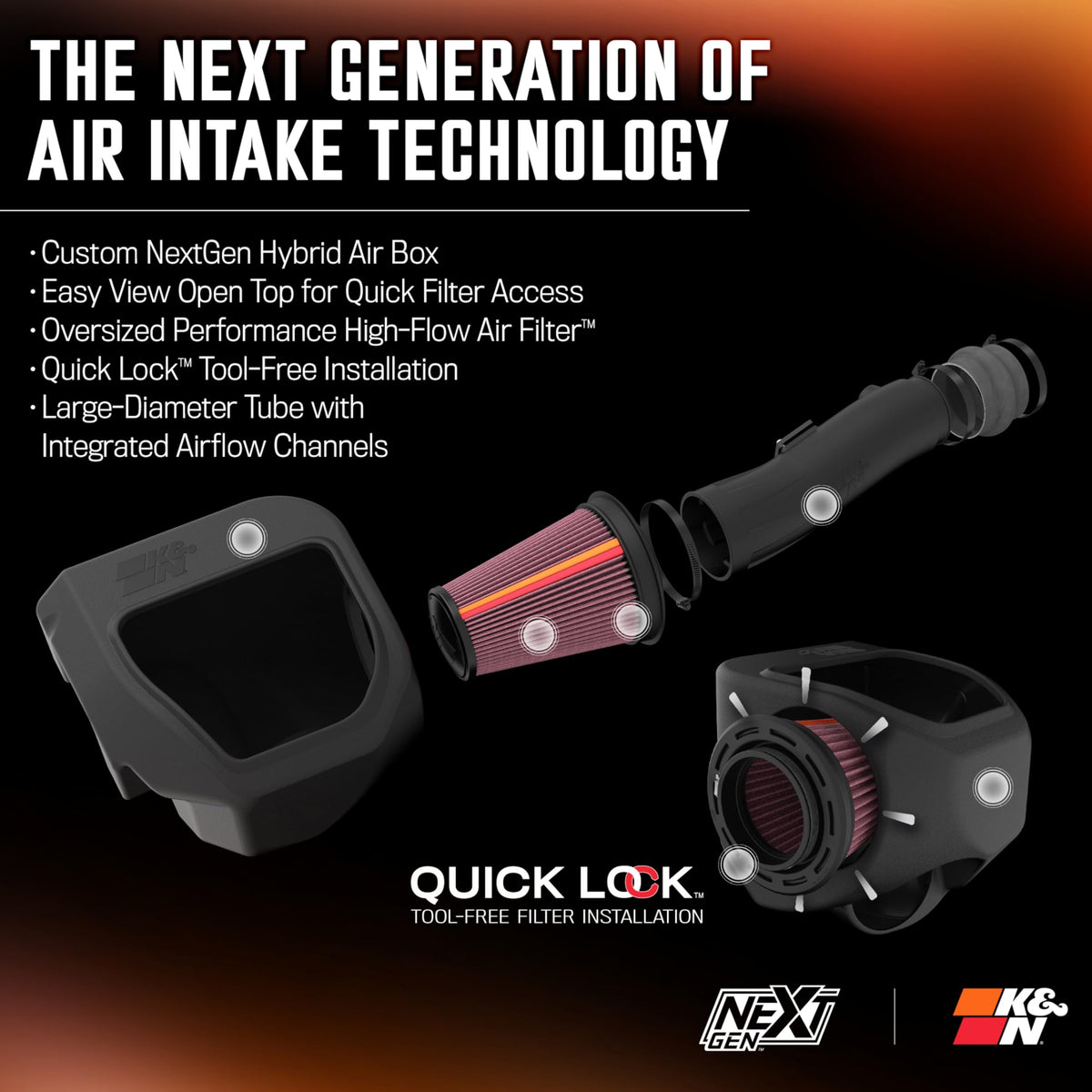 K&N FILTER 50-1598 K&N NextGen Cold Air Intake System: High-Flow Cotton Filter: Compatible with 2025-2026 RAM 1500; 50-1598