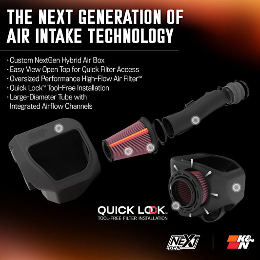 K&N FILTER 50-1598 K&N NextGen Cold Air Intake System: High-Flow Cotton Filter: Compatible with 2025-2026 RAM 1500; 50-1598