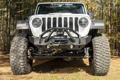 RUGGED RIDGE 11540.32 Rugged Ridge HD Bumper, Front for Jeep Wrangler/Gladiator | Stubby, Steel, Black | 11540.32 | Fits 2018-2025 Jeep Wrangler JL; 2020-2025 Jeep Gladiator JT