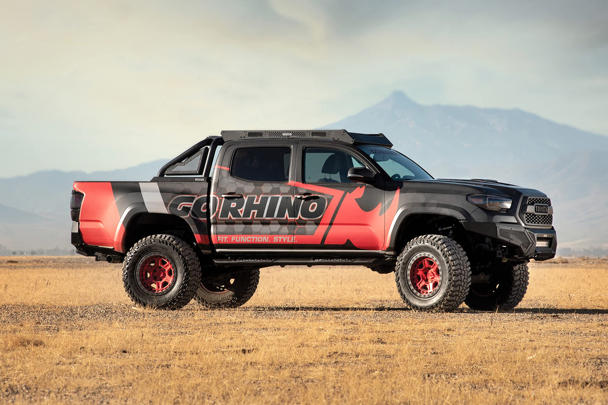 GO RHINO V3442987T Go Rhino V-Series V3 5" Side Steps & Mounting Brackets | Aluminium, Textured Black | V3442987T | Fits 2005-2023 Toyota Tacoma Double Cab Pickup