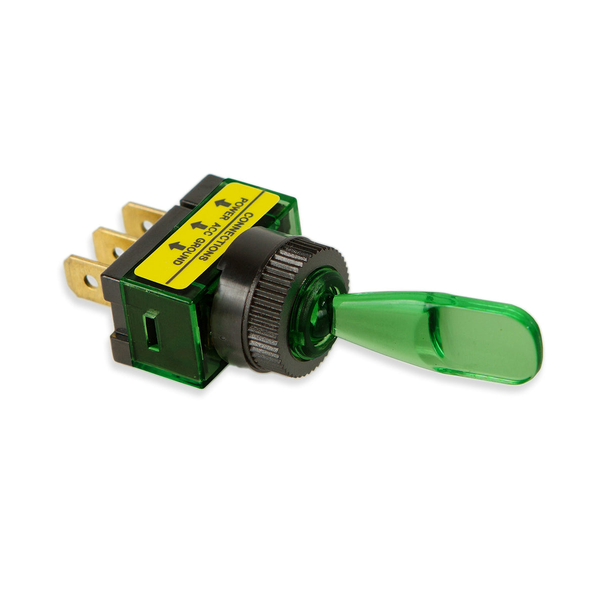 WIRTHCO 20501 Battery Doctor 20501 Illuminated Green Toggle Switch, Two-Position On/Off, 20 Amp 12 Volt, 1/2 Inch Panel Mount with Nut and Back-Up Collar (20501)