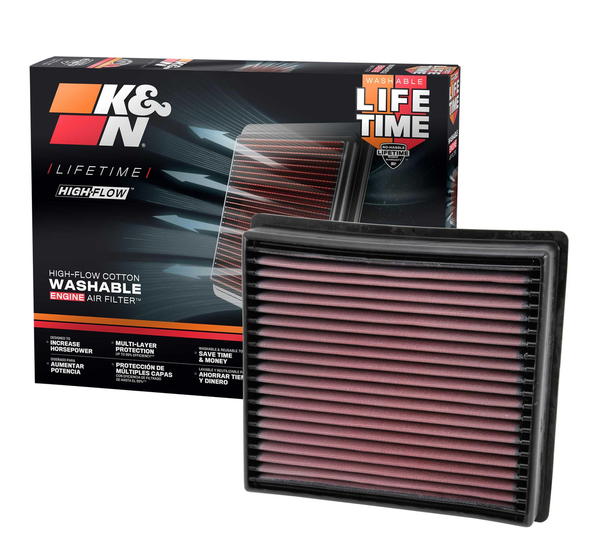 K&N FILTER 33-5005 K&N Performance Diesel High-Flow Lifetime Engine Air Filter: Increase Power: Premium, Washable: Compatible with 2013-2026 RAM: 2500, 3500, 4500, 5500, 33-5005