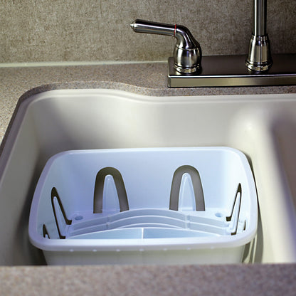 CAMCO 43511 Camco RV Mini Dish Drainer & Tray - Features a Sloped Drain Tray Design, Heavy-Duty Construction - Ideal for Small Spaces, Apartments, Boats, and More -9.5"L x 11.7"W x 4.75"H - White (43511)