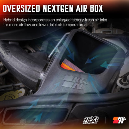 K&N FILTER 50-1572 K&N NextGen Cold Air Intake System: High-Flow Cotton Filter: Compatible with 2016-2025 Dodge/Jeep: Durango, Grand Cherokee, Grand Cherokee WK, 50-1572