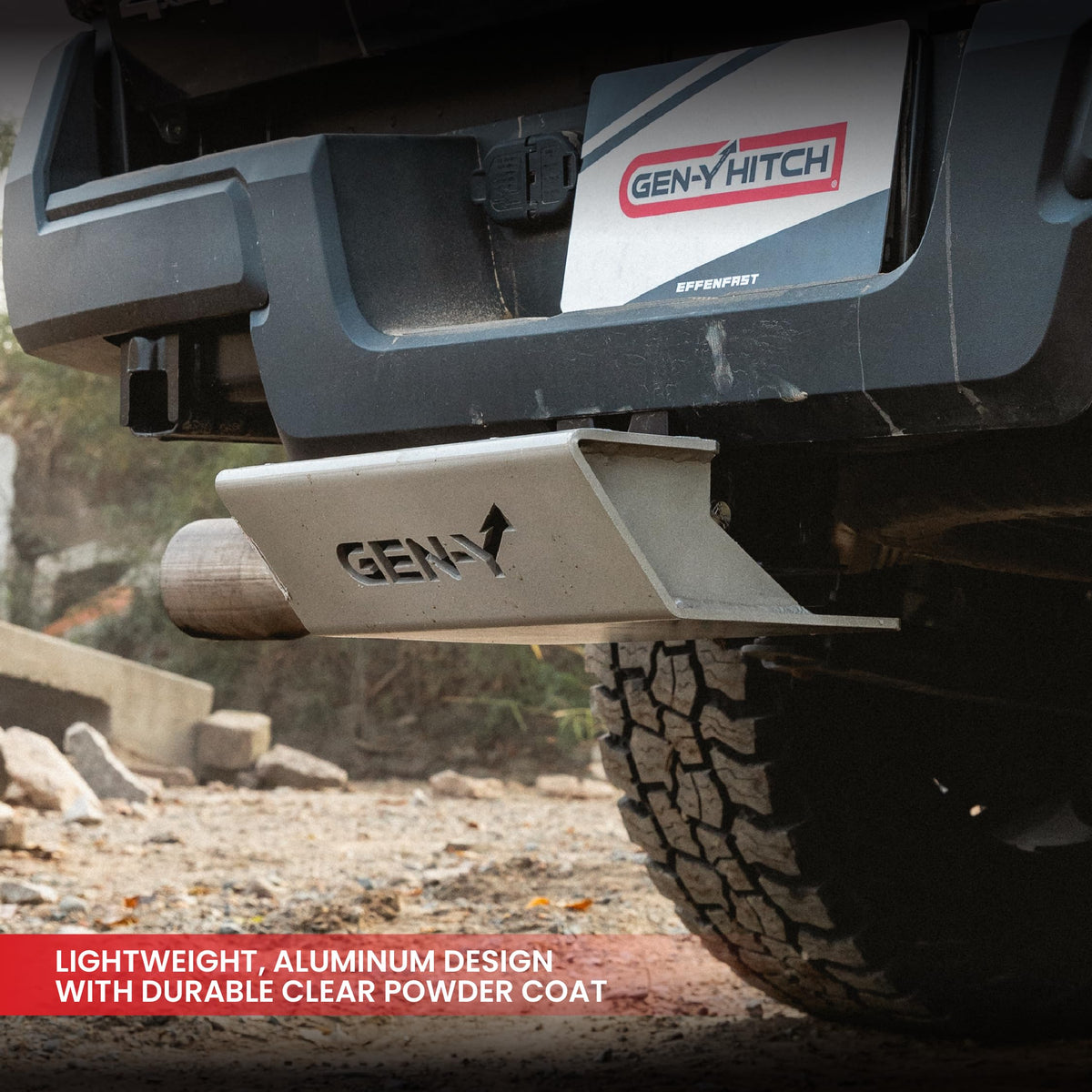 GEN-Y HITCH GH-103629 GEN-Y Hitch Skid Plate for 2" Receiver, Aluminum, Clear Coated, Protection for Your Hitch Receiver, Perfect for Off-Road Adventures and Heavy-Duty use