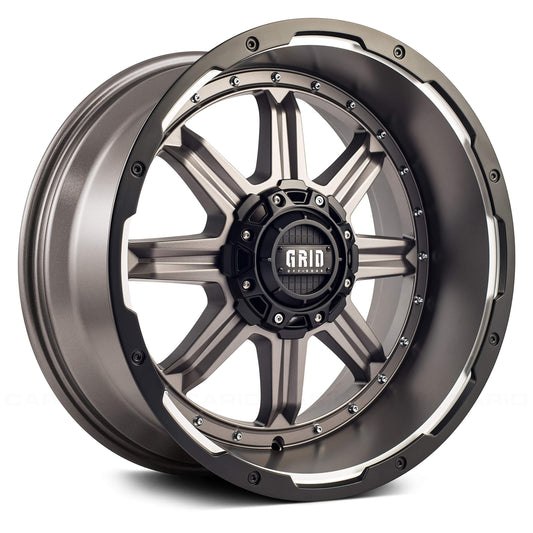 Grid Wheels GD10-17090550A0010 Grid Off-Road GD10 Custom Wheel - 17x9, 0 Offset, 5x150 Bolt Pattern, 110.3mm Hub - Matte Antracite with Black Lip Rim