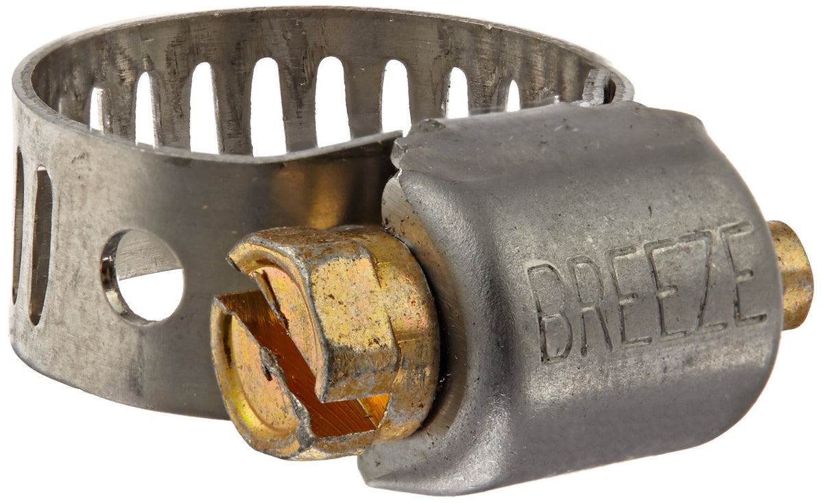 BREEZE 3504 Breeze-3504 Miniature Stainless Steel Hose Clamp, Worm-Drive, SAE Size 4, 7/32" to 5/8" Diameter Range, 5/16" Bandwidth (Pack of 10)