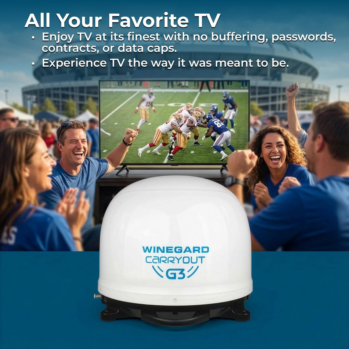 WINEGARD GM-9000 Winegard Carryout G3 GM-9000 Multi-Provider Satellite TV Antenna - White