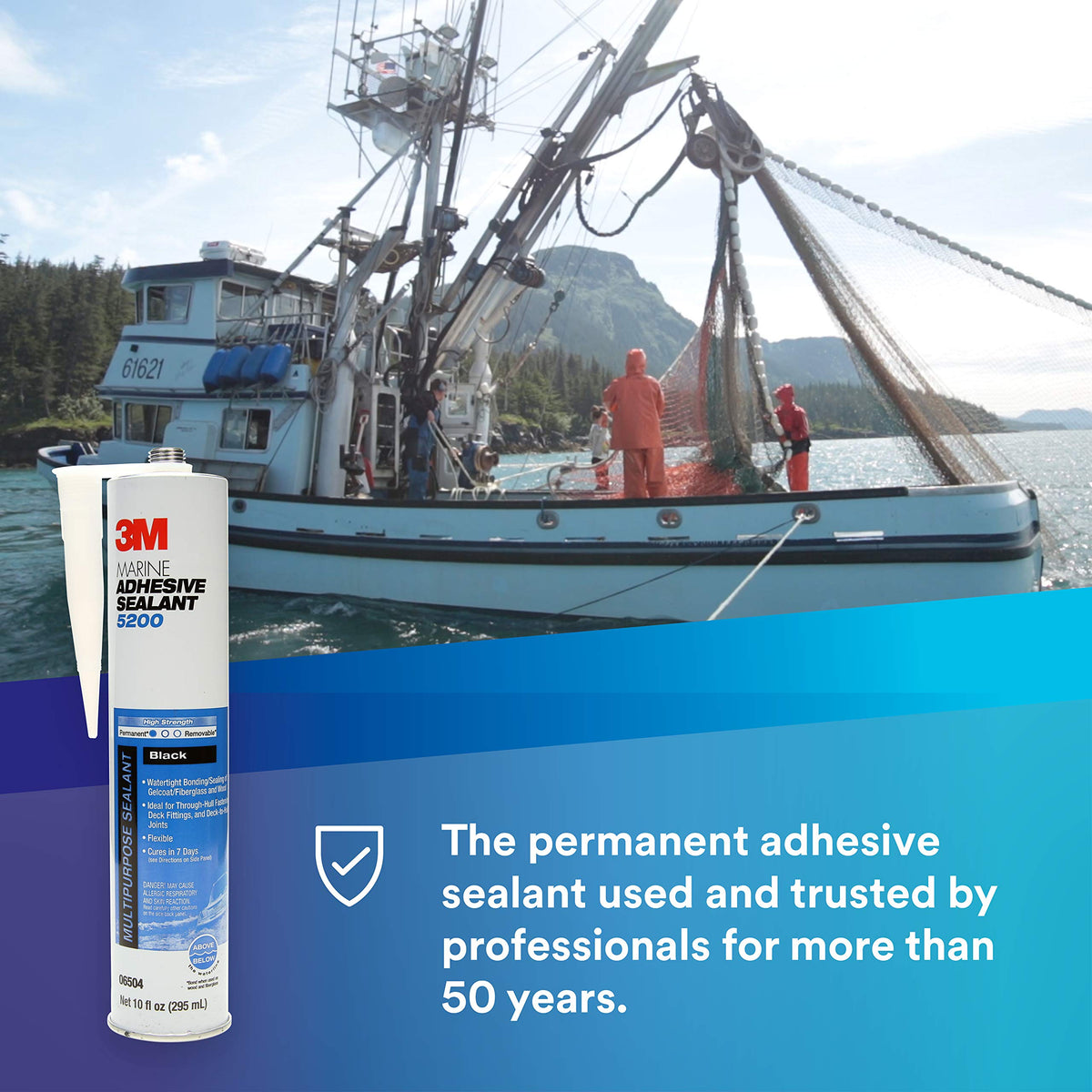 3M 06504 3M Marine Adhesive Sealant 5200, Black, 10 fl oz Cartridge with Nozzle