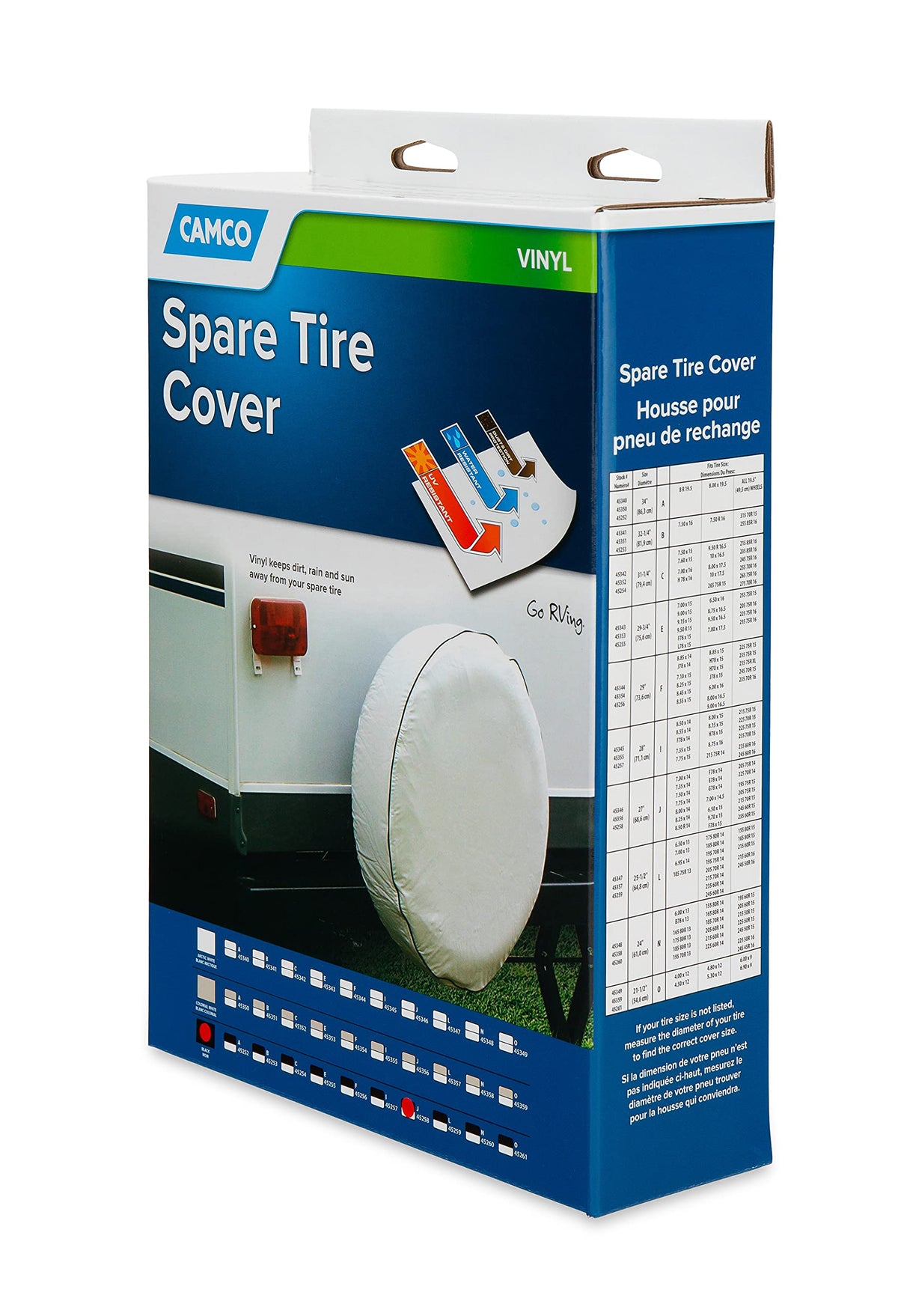 CAMCO 45258 Camco 45258 Black 27 inches Vinyl Spare Tire Cover
