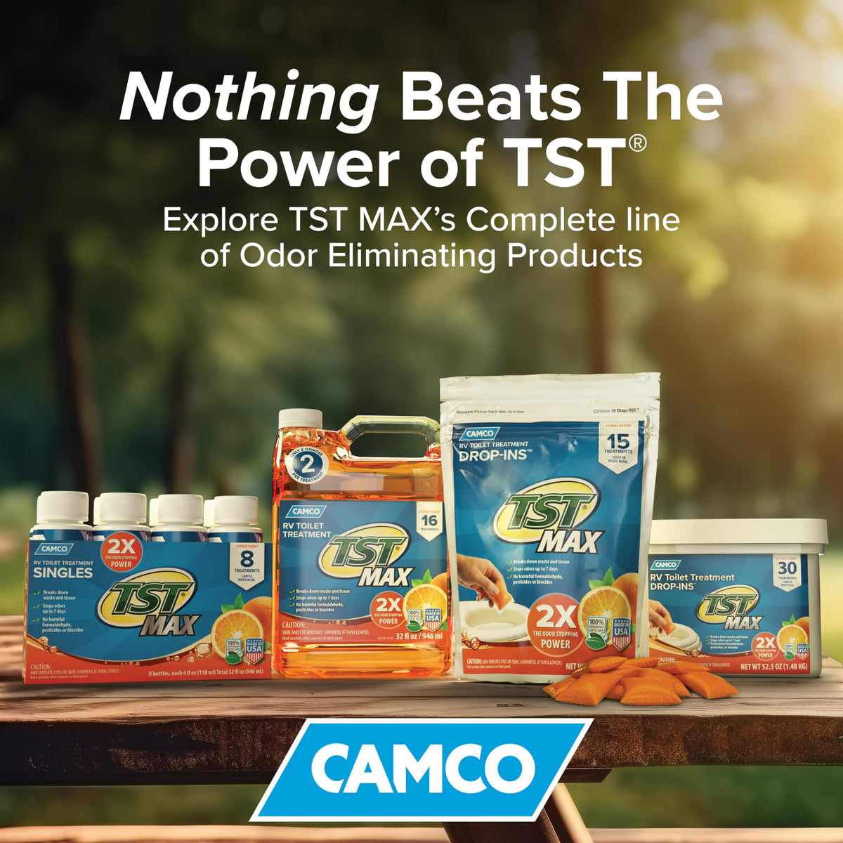CAMCO 41192 Camco TST MAX RV Toilet Treatment 32 oz. - Control Unwanted RV Sewer Odors & Break Down Waste and RV Toilet Paper - Biodegradable Septic Safe Formula - Orange Scent (41192)