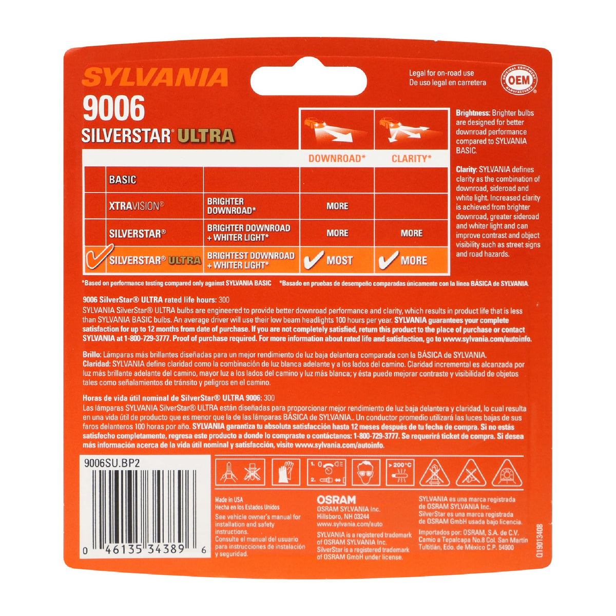 SYLVANIA 35616 SYLVANIA 9006 SilverStar Ultra Halogen Headlight Bulb, 2 Bulbs