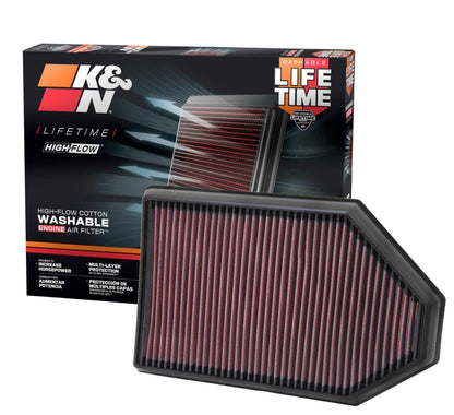 K&N FILTER 33-2460 K&N High-Flow Original Lifetime Engine Air Filter: Increase Power: Premium, Washable: Compatible with Chrysler/Dodge: 300, Challenger, Charger, 33-2460