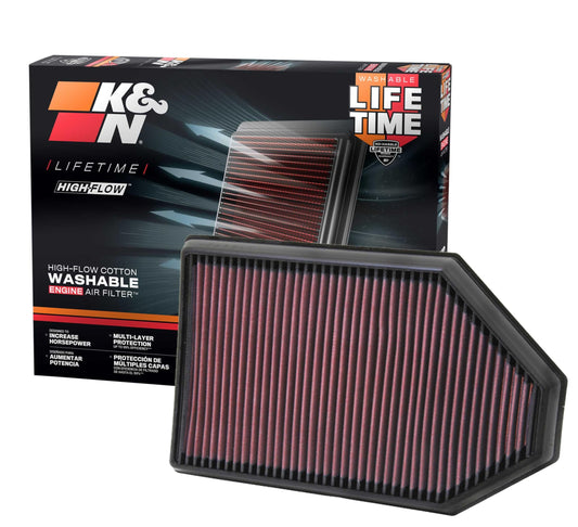 K&N FILTER 33-2460 K&N High-Flow Original Lifetime Engine Air Filter: Increase Power: Premium, Washable: Compatible with Chrysler/Dodge: 300, Challenger, Charger, 33-2460