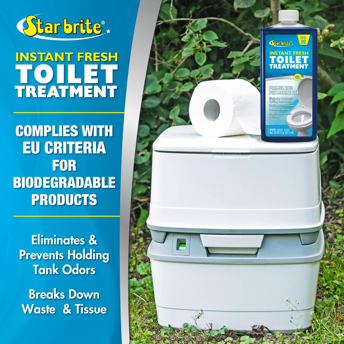 STAR BRITE 071716 STAR BRITE Instant Fresh Toilet Treatment Concentrate - Eliminates & Prevents Holding Tank Odors - Biodegradable Lemon Scent - 16 OZ (071716)