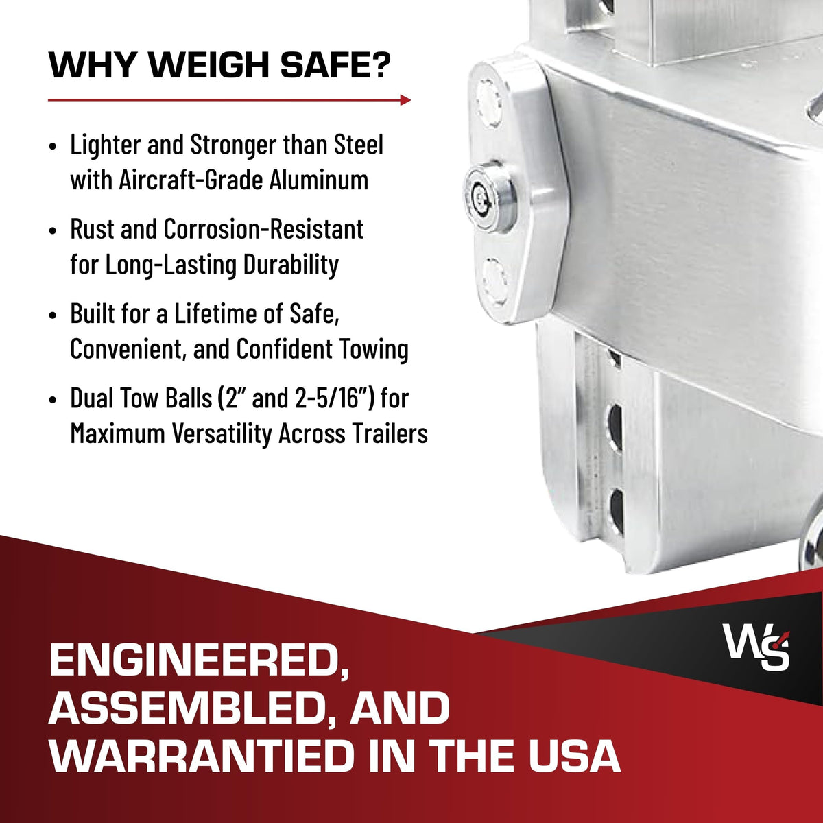 WEIGH SAFE CTB10-2.5 Weigh Safe Trailer Hitch Ball Mount, 10" Drop, 2.5" Receiver, Chrome Balls