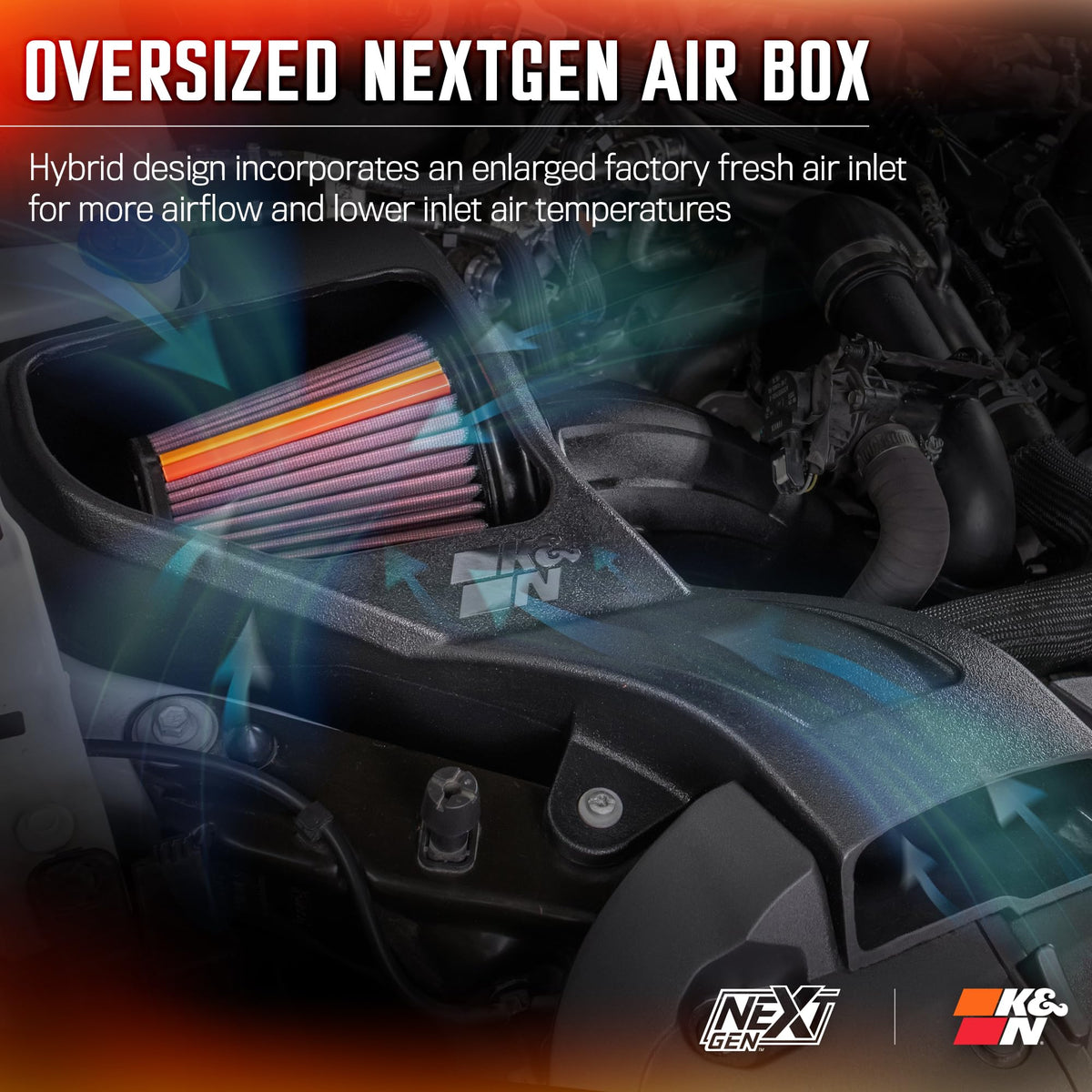 K&N FILTER 50-2629 K&N NextGen Cold Air Intake System: High-Flow Cotton Filter: Compatible with 2024 FORD: Ranger, 50-2629