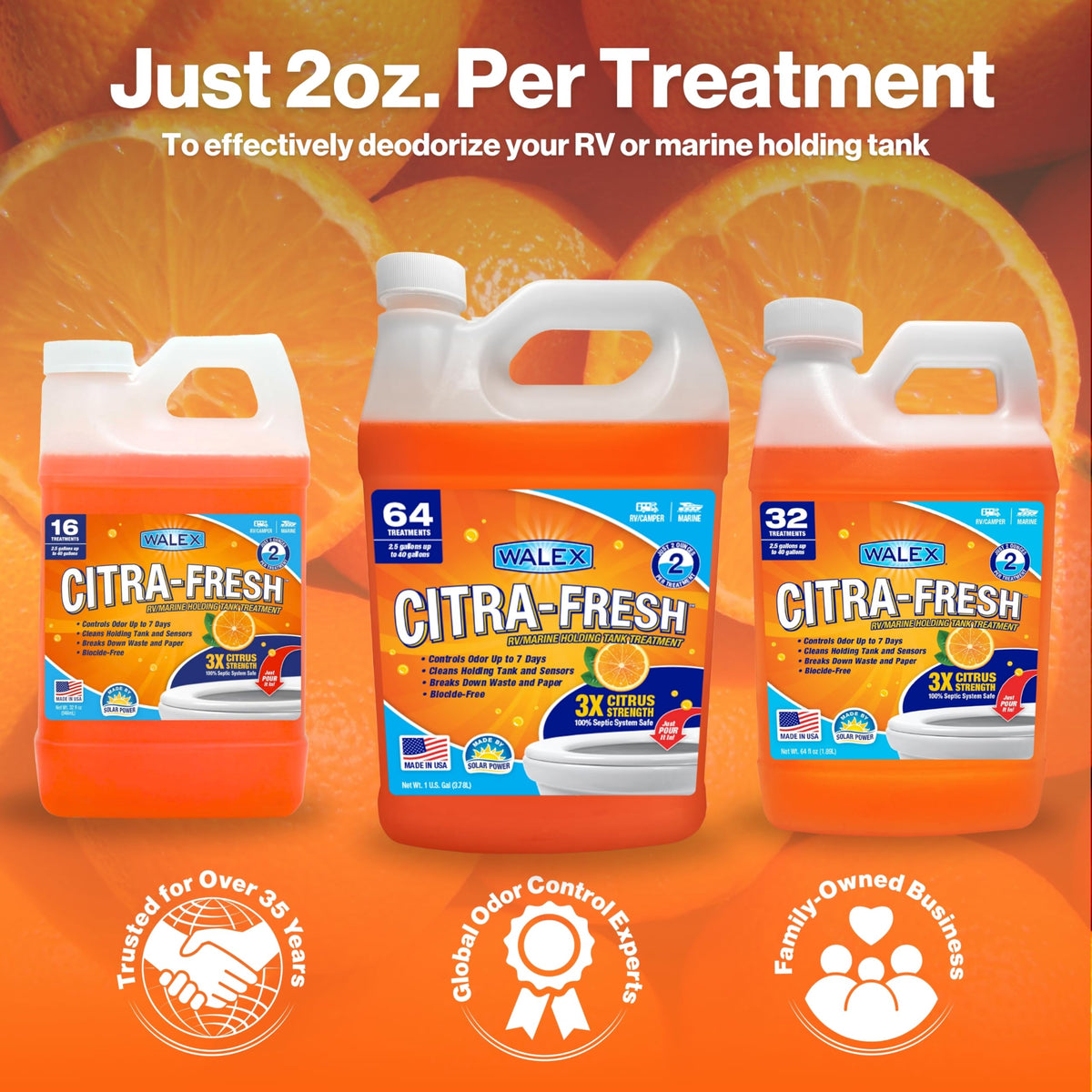 WALEX CITRAFR32 Walex Citra-Fresh Liquid RV Toilet Treatment - Citrus Scent, 32 oz