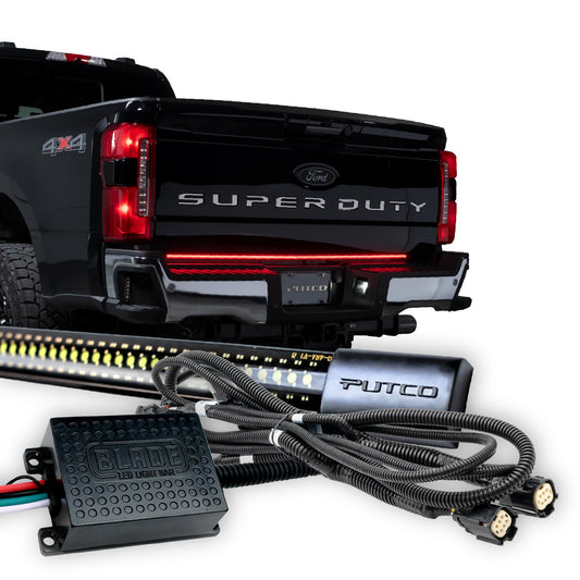Putco 9201960-32 Putco 60" Blade LED Tailgate Light Bar Red/Amber/White LEDs & Plug-N-Play Quick Connect Harness - Fits Ford F250 / F350 / F450 2023-2027 w/Halogen Tail Lights