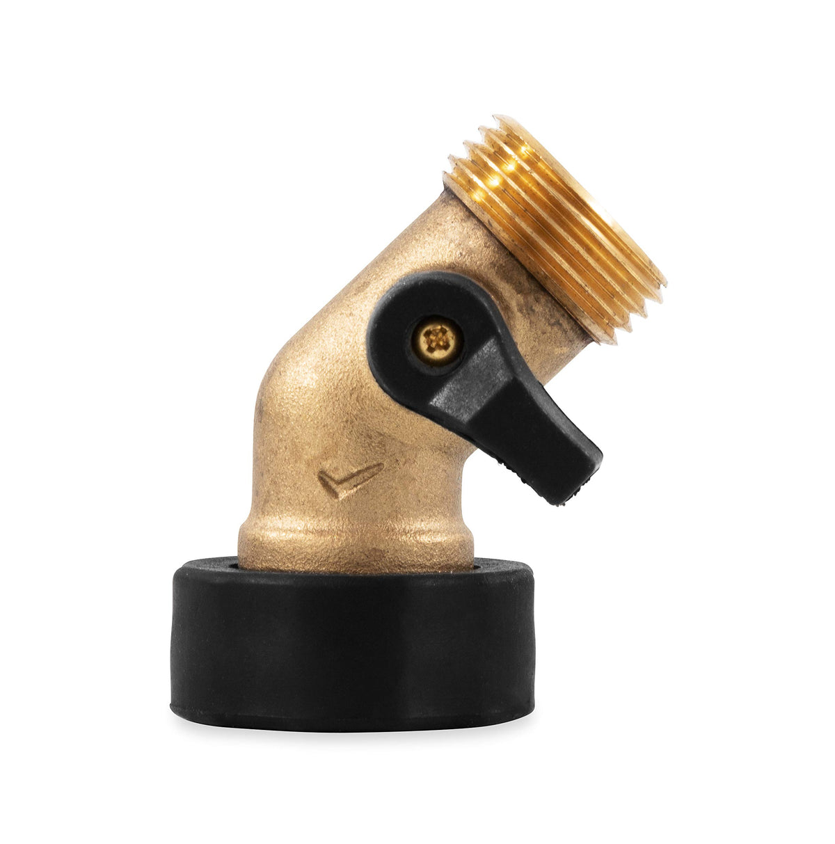 CAMCO 20173 Camco Solid Brass 45 Degree Drinking Water Valve with Garden Hose Connections (20173)