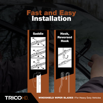 TRICO 67-241 TRICO 24 Inch 67 Series Heavy Duty Black Wide Saddle Wiper Blade for Curved Windshields, 1 Pack (67-241)