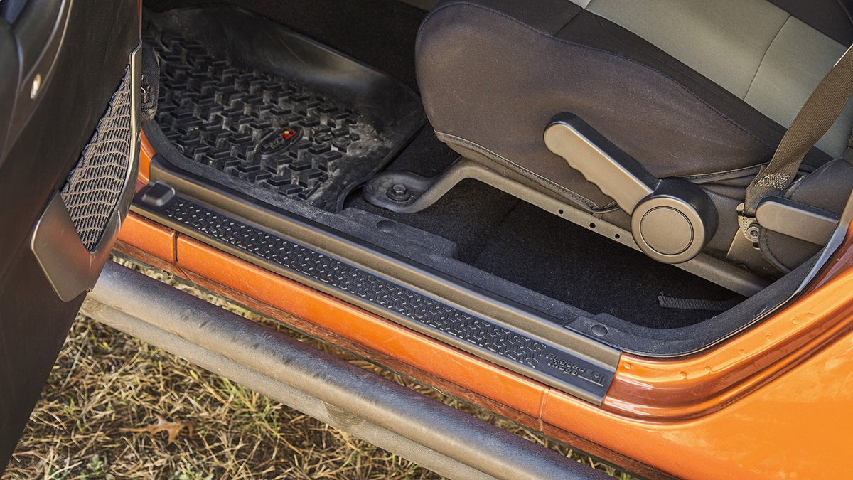 RUGGED RIDGE 11216.20 Rugged Ridge All-Terrain Entry Guards - Fits 2007–2018 Jeep Wrangler JK 2-Door - Scratch Protection & Precise Fit - Black Thermoplastic, 2-Piece Set