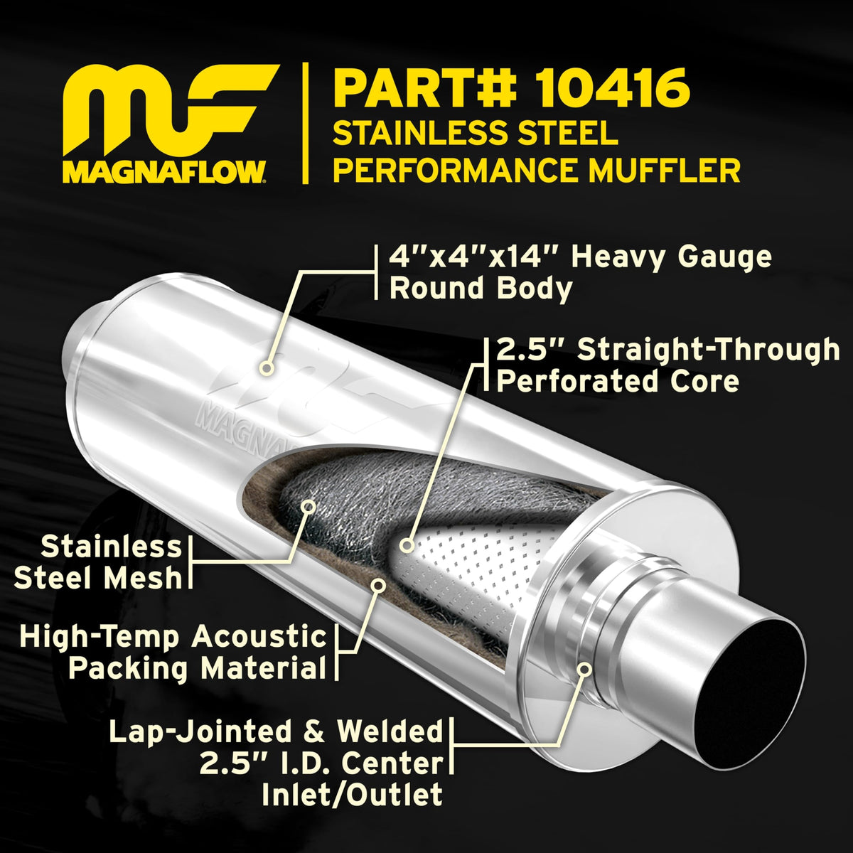 MAGNAFLOW 10416 MagnaFlow Performance Exhaust Muffler 10416