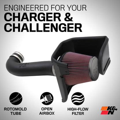 K&N FILTER 63-1114 K&N Cold Air Intake System: High-Flow Air Filter, Increase Performance & Acceleration: Compatible with 2011-2023 Chrysler/Dodge: 300, 300C, Challenger, Charger, 63-1114