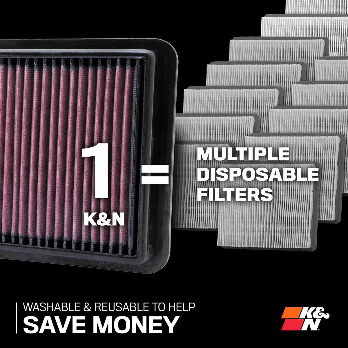 K&N FILTER 33-3005 K&N High-Flow Original Lifetime Engine Air Filter: Increase Power: Premium, Washable: Compatible with 2012-2026 AUDI: A1, A3, Q2, Q3, TT, 33-3005