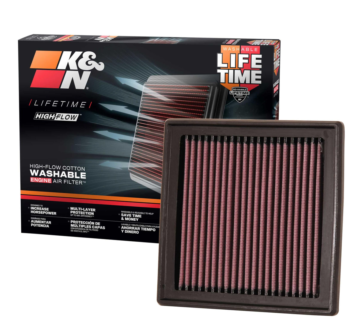 K&N FILTER 33-2399 K&N High-Flow Original Lifetime Engine Air Filter: Increase Power: Premium, Washable: Compatible with 2007-2020 Infiniti/Nissan: G35, G37, Q40, Q60, QX50, 350Z, 370Z, Fairlady, Skyline, 33-2399