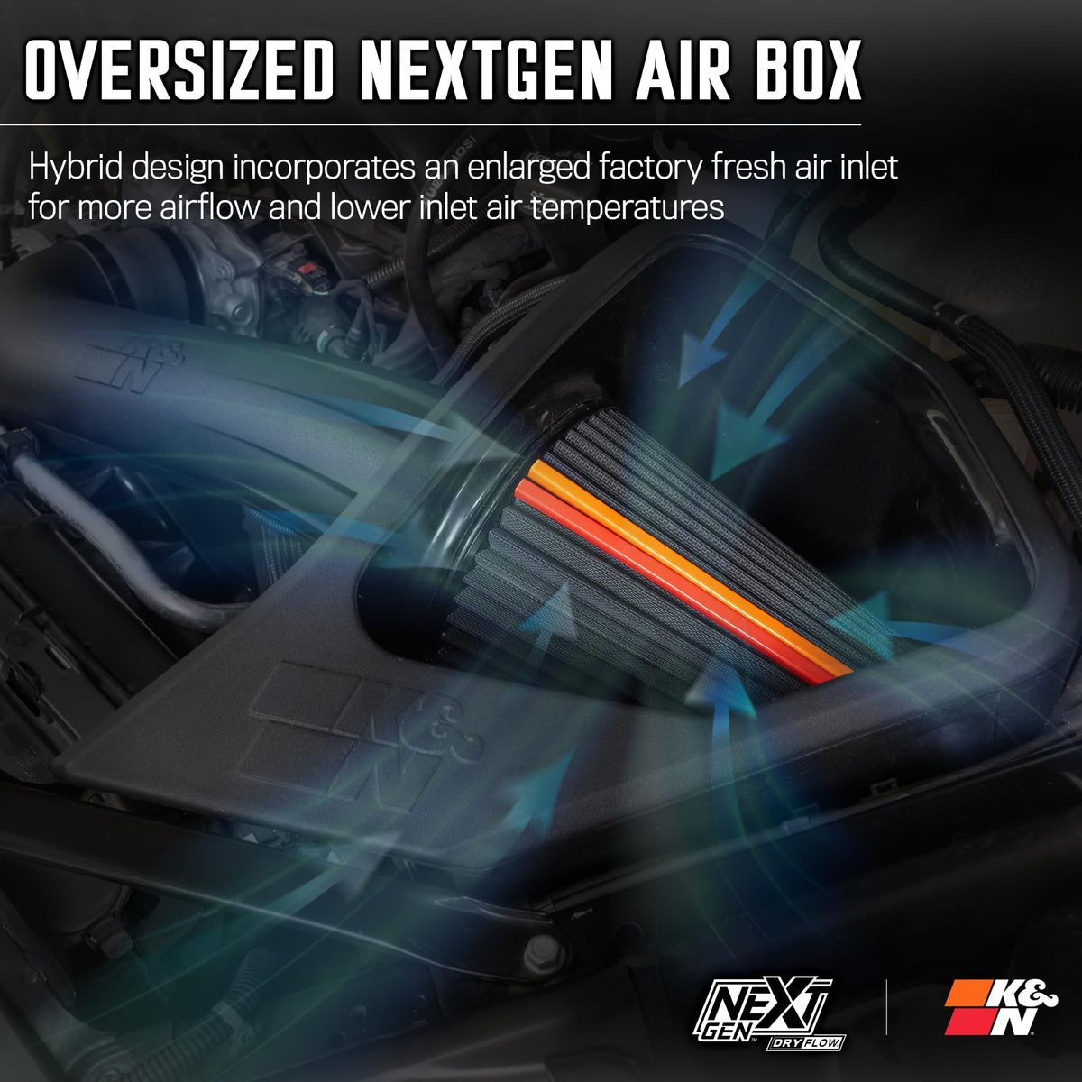 K&N FILTER 50-3110D K&N NextGen Cold Air Intake System: Dry-Flow Cotton Filter: Compatible with 2019-2025 CADILLAC/CHEVROLET/GMC Escalade; Silverado 1500; Suburban; Tahoe; Sierra 1500; Yukon; Yukon XL; 50-3110D