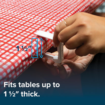 CAMCO 51077 Camco Deluxe Tablecloth Clamps | Features a Spring-Loaded Design for a Strong Hold, a Heavy-Duty Plastic Construction, and Fits Tables Up to 1-1/2-Inches Thick | 4-Pack (51077)