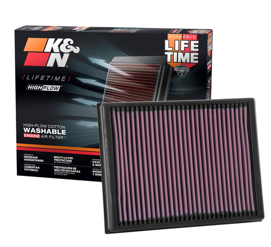 K&N FILTER 33-3086 K&N High-Flow Original Lifetime Engine Air Filter: Increase Power: Premium, Washable: Compatible with 2015-2024 Ford/Volkswagen: Endeavour, Everest, Ranger, Ranger Raptor, Amarok, 33-3086