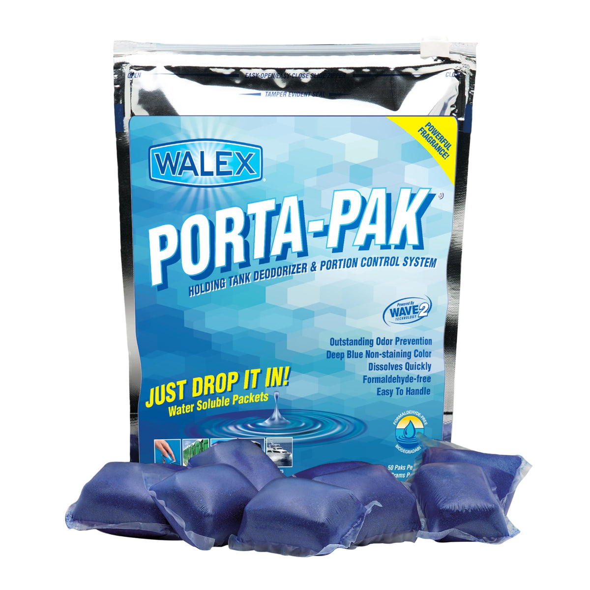WALEX PPSGBG Walex PPSGBG Porta-Pak Commercial Holding Tank Deodorizer Drop-Ins, Sunglow Scent (Pack of 50)