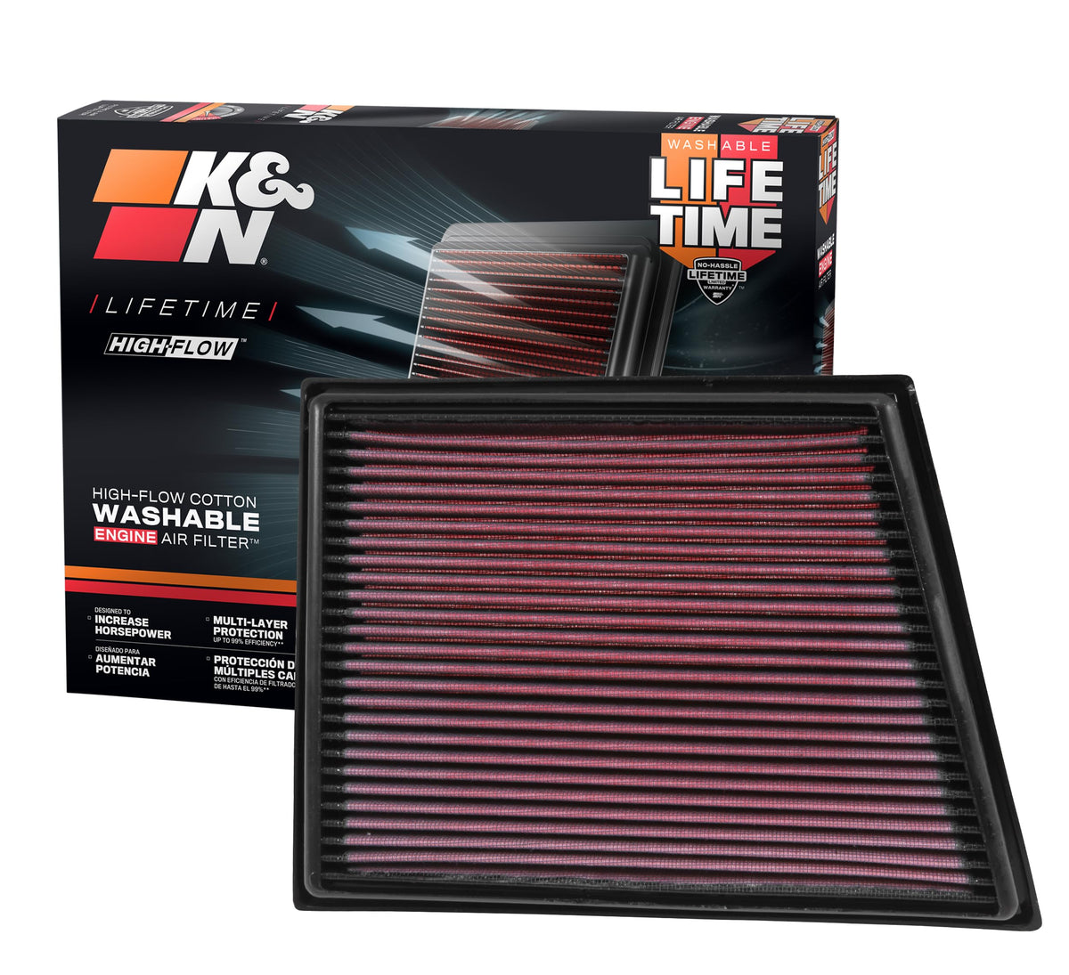 K&N FILTER 33-3025 K&N High-Flow Original Lifetime Engine Air Filter: Increase Power: Premium, Washable: Compatible with 2014-2024 BMW: (See Product Description for Select Models) 33-3025