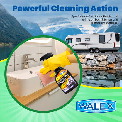 WALEX WALKB32 Walex Premium RV/Marine Kitchen & Bath Cleaner - Cleans Counters, Sinks, and Surfaces, Naturally Derived Formula, Refreshing Citrus Fragrance, Ideal for RV, Boat, & Camper Use, Septic Safe, 32 oz