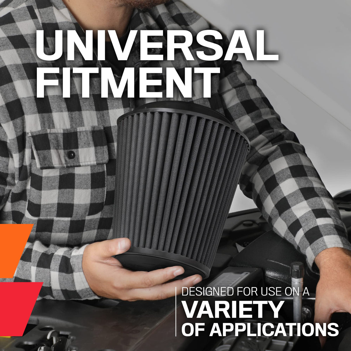 K&N FILTER RU-3127HBK K&N Dryflow Lifetime Universal Clamp-On Air Filter: Dry Synthetic, Washable, Oil-Freer: Flange Diameter: 5 In, Filter Height: 9 In, Flange Length: 1 In, Shape: Round Straight, RU-3127HBK