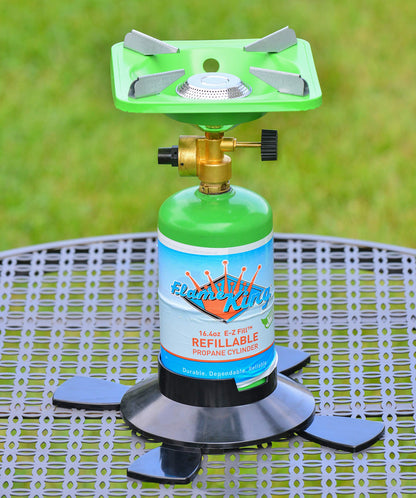 FLAME KING YSNVT-508 Flame King YSNVT-508 Portable BottleTop Camping Stove with Stable Lightweight Base Stand, Great for Outdoor Cooking, Backpacking, Compatible with 1LB Propane Gas Bottle