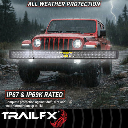 TRAILFX 30DRBKCM TrailFX 30DRBKCM Light Bar 30 Inch Dual Row LED 300W Combo Spot and Flood Light 25200 Raw Lumens Black Aluminum Housing IP67 with Brackets and Installation Hardware