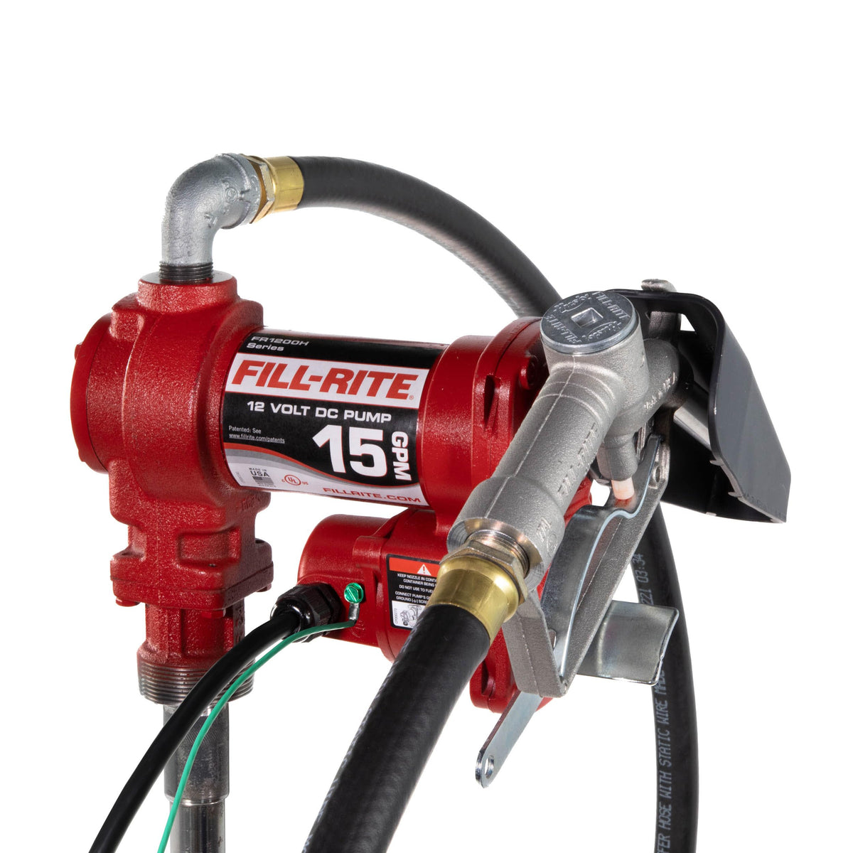 FILL RITE FR1210H Fill-Rite FR1210H 12V 15 GPM Fuel Transfer Pump with Discharge Hose & Manual Nozzle | Gasoline, Diesel, Kerosene, Ethanol & Methanol Blends & Biodiesel
