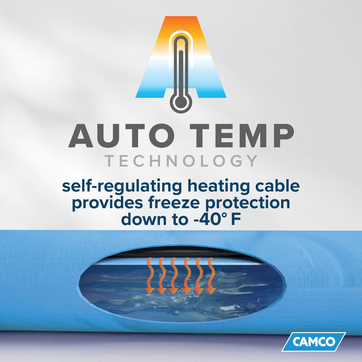 CAMCO 22924 Camco 50-Ft Heated Water Hose for RV | Water Line Freeze Protection Down to -40°F/C | Features Energy-Saving Thermostat & Includes Adapter for Connection to Either End of Hose (22924)