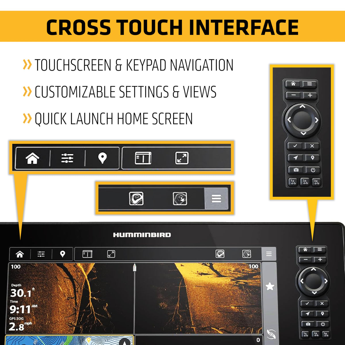 HUMMINBIRD 412000-1 Humminbird XPLORE 9 GPS Fish Finder with Transducer, MEGA Side Imaging+ & HD Touchscreen