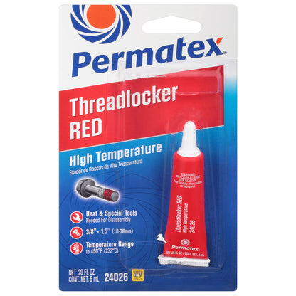 PERMATEX 24026 Permatex 24026 High Temperature Threadlocker Red, 6 ml